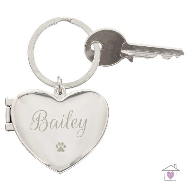 Personalised Paw Print Heart Photo Frame Keyring - Image 2