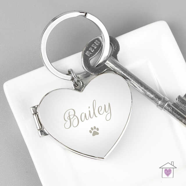 Personalised Paw Print Heart Photo Frame Keyring - Image 3
