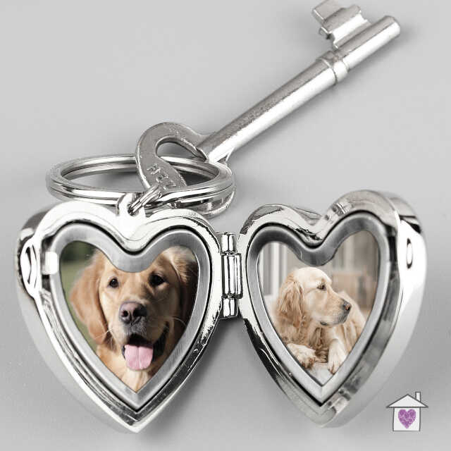 Personalised Paw Print Heart Photo Frame Keyring - Image 4