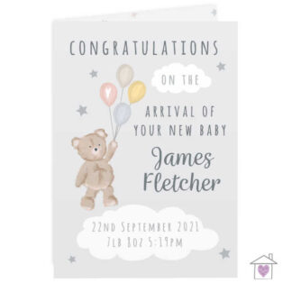 Personalised Teddy & Balloons Card