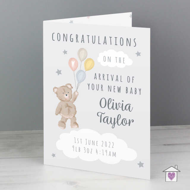 Personalised Teddy & Balloons Card - Image 3