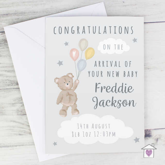 Personalised Teddy & Balloons Card - Image 4