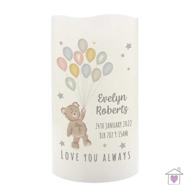 Personalised Teddy & Balloons Nightlight LED Candle - Image 2