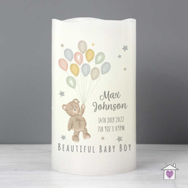 Personalised Teddy & Balloons Nightlight LED Candle - Image 3
