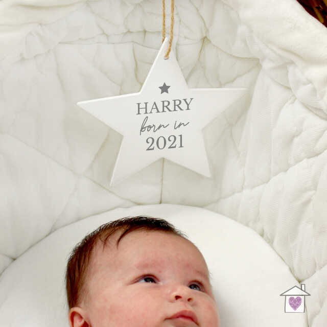 Personalised Born In Wooden Star Decoration - Image 3