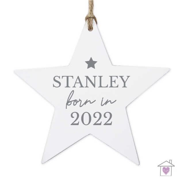 Personalised Born In Wooden Star Decoration - Image 4