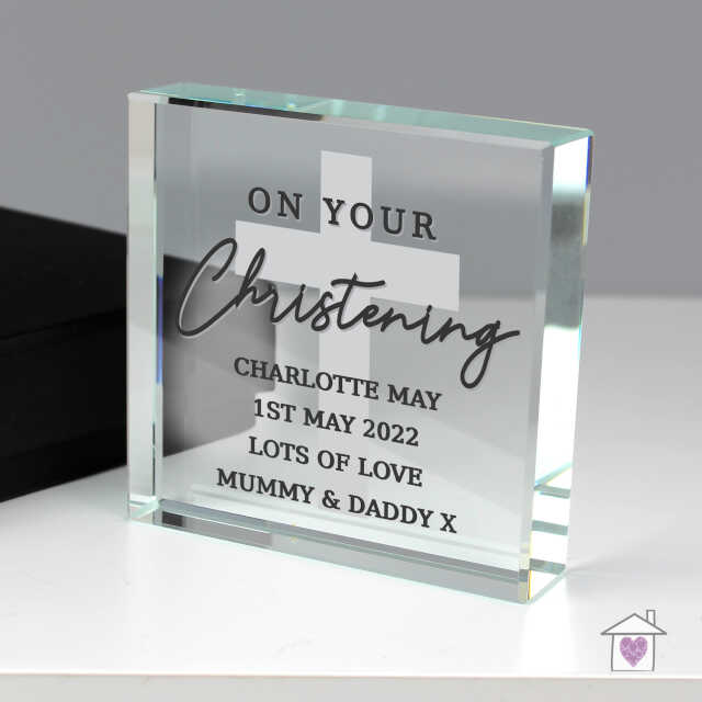 Personalised On Your Christening Large Crystal Token - Image 2