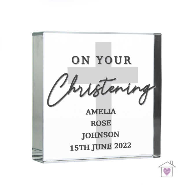 Personalised On Your Christening Large Crystal Token - Image 3