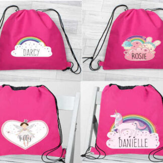 Personalised Pink Swim & Kit Bag 16 Designs