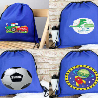 Personalised Blue Swim & Kit Bag 7 Designs
