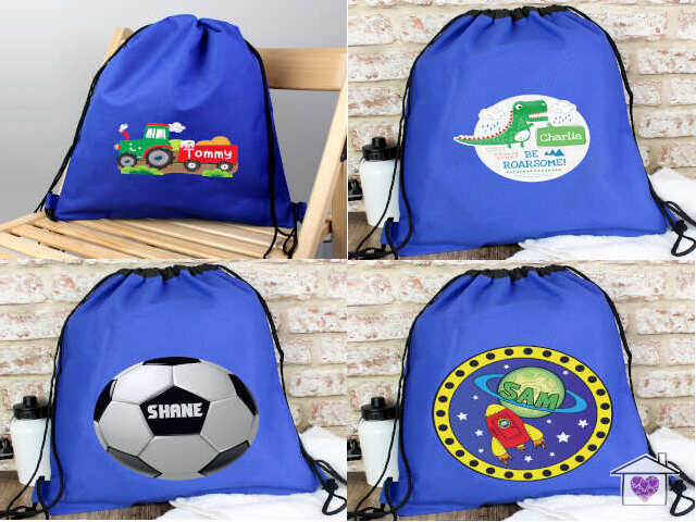 Personalised Blue Swim & Kit Bag 7 Designs