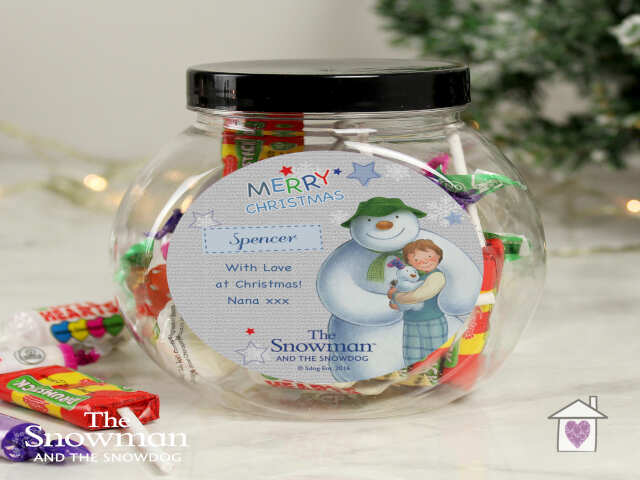 Personalised The Snowman and the Snowdog Blue Sweet Jar - Image 3