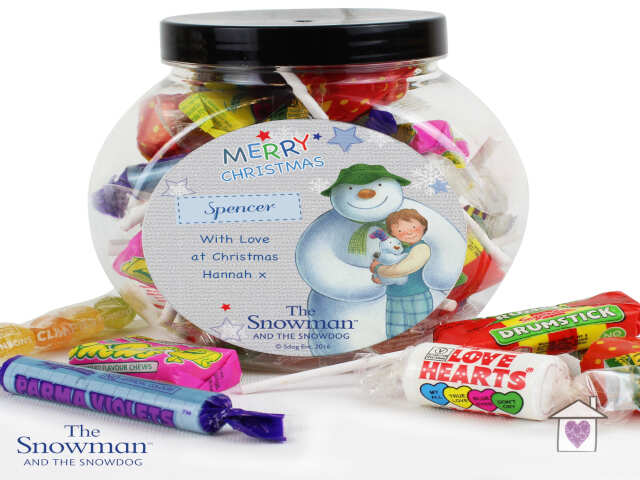 Personalised The Snowman and the Snowdog Blue Sweet Jar - Image 4