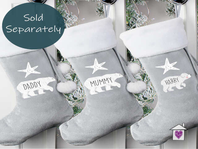 Personalised Polar Bear Luxury Silver Grey Stocking - Image 9