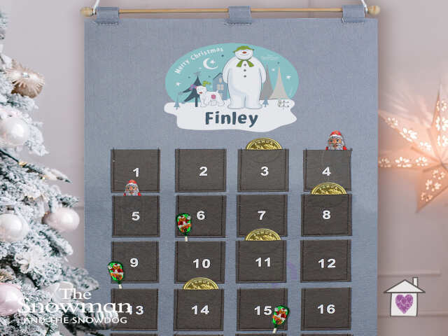 Personalised The Snowman and the Snowdog Advent Calendar In Silver Grey - Image 2