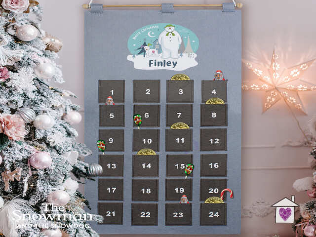 Personalised The Snowman and the Snowdog Advent Calendar In Silver Grey - Image 3