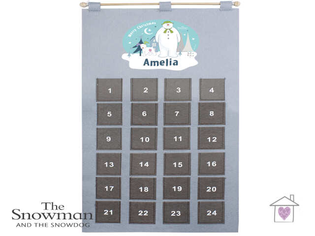 Personalised The Snowman and the Snowdog Advent Calendar In Silver Grey
