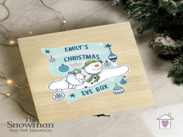 Personalised The Snowman and the Snowdog Large Wooden Christmas Eve Box - Image 3