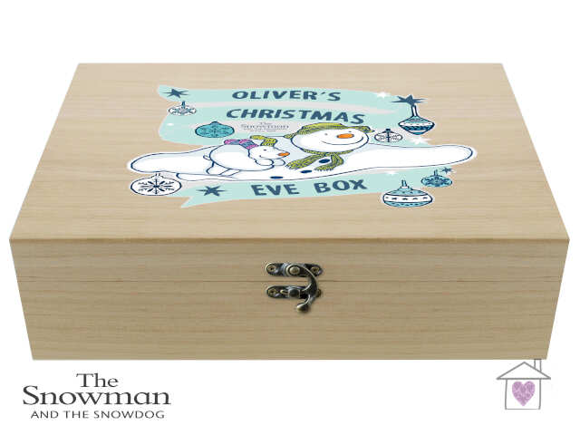 Personalised The Snowman and the Snowdog Large Wooden Christmas Eve Box - Image 4