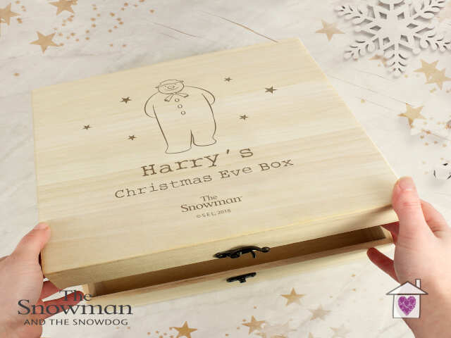 Personalised The Snowman Large Wooden Christmas Eve Box - Image 2