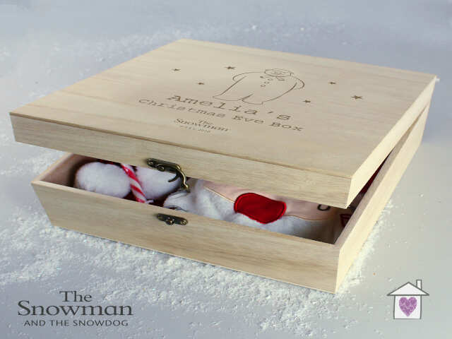 Personalised The Snowman Large Wooden Christmas Eve Box - Image 3