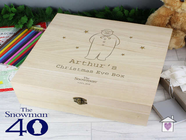 Personalised The Snowman Large Wooden Christmas Eve Box - Image 4