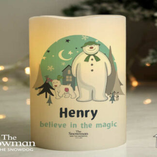 Personalised The Snowman and the Snowdog LED Candle