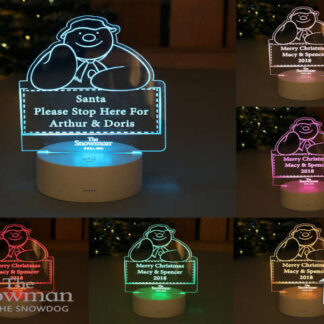 Personalised The Snowman LED Colour Changing Decoration & Night Light