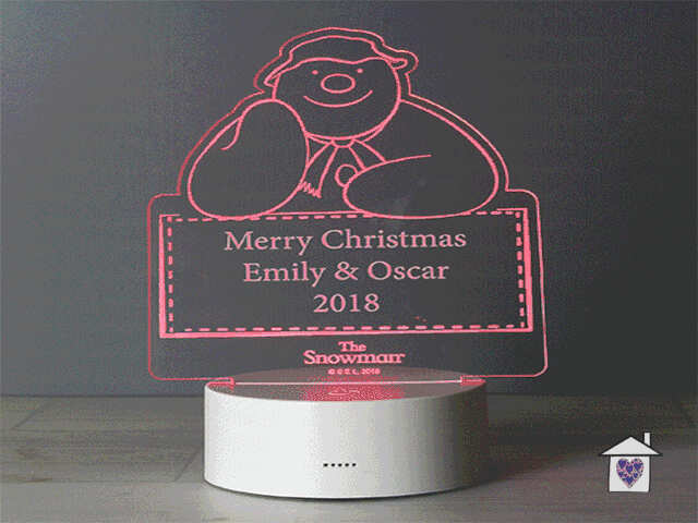 Personalised The Snowman LED Colour Changing Decoration & Night Light - Image 11