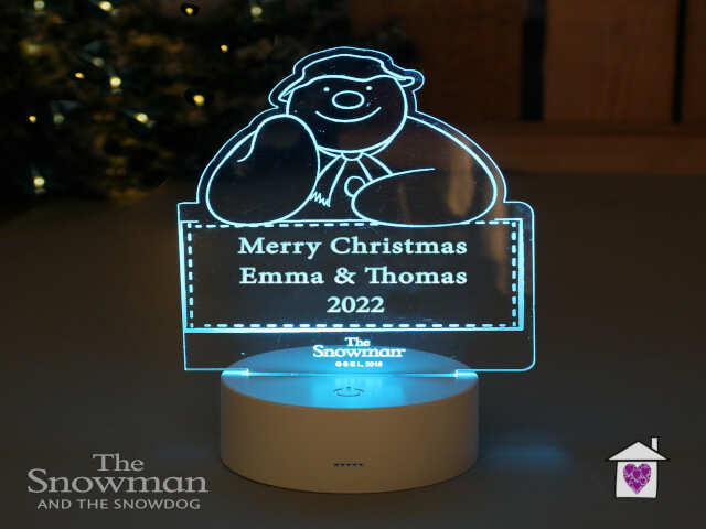 Personalised The Snowman LED Colour Changing Decoration & Night Light - Image 2