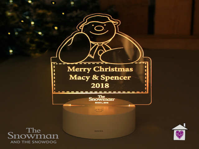 Personalised The Snowman LED Colour Changing Decoration & Night Light - Image 3