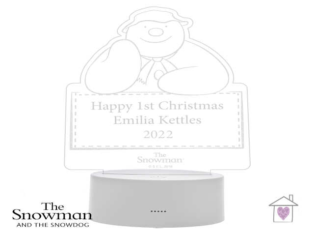 Personalised The Snowman LED Colour Changing Decoration & Night Light - Image 4