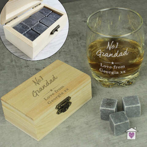Personalised No.1 Whisky Stones & Glass Set - Image 7