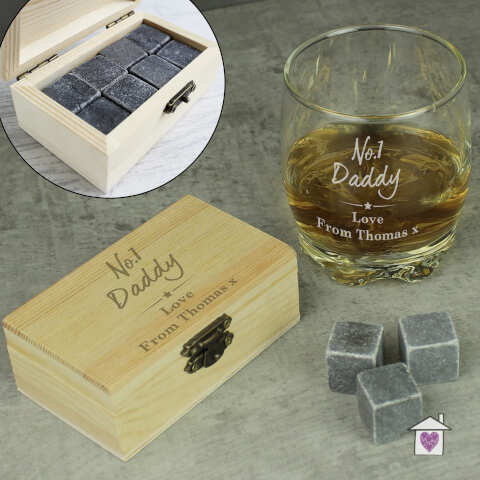 Personalised No.1 Whisky Stones & Glass Set - Image 6