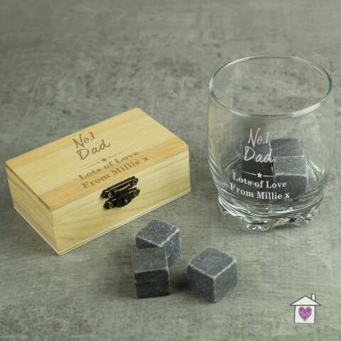 Personalised No.1 Whisky Stones & Glass Set - Image 5