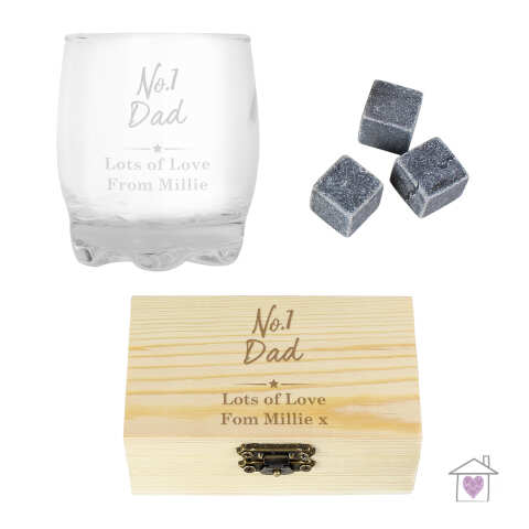 Personalised No.1 Whisky Stones & Glass Set - Image 3