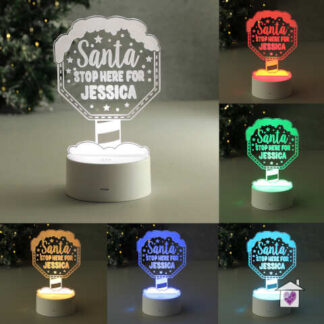 Personalised Santa Stop Here LED Colour Changing Night Light