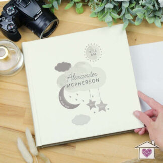 Personalised New Baby Moon & Stars Album with Sleeves