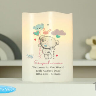 Personalised Tiny Tatty Teddy Dream Big Pink Nightlight LED Candle
