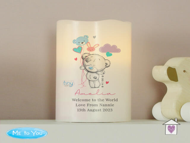 Personalised Tiny Tatty Teddy Dream Big Pink Nightlight LED Candle - Image 2