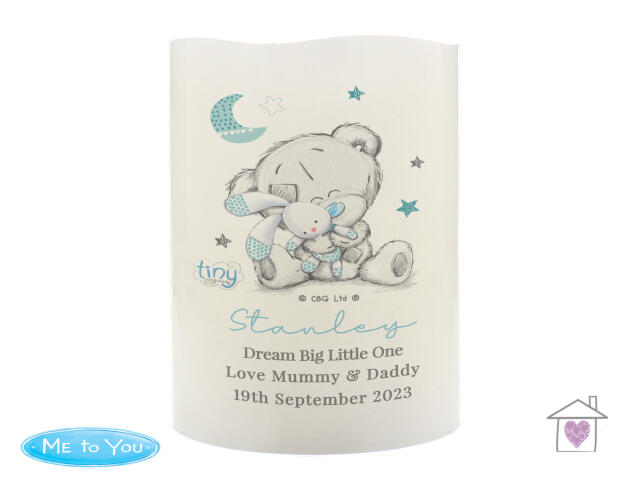 Personalised Tiny Tatty Teddy Dream Big Blue Nightlight LED Candle - Image 2